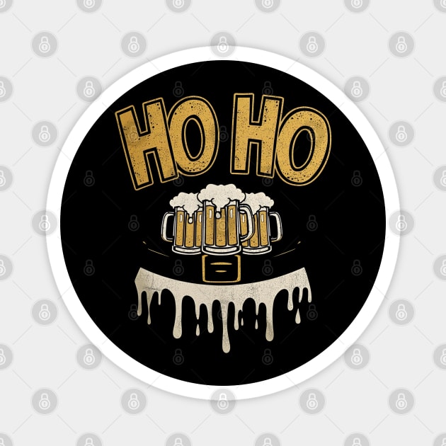 Ho Ho Ho Beer Mugs Christmas Magnet by Ink Lines